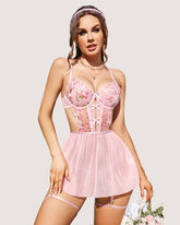 Lace Underwire Mesh Nightgown